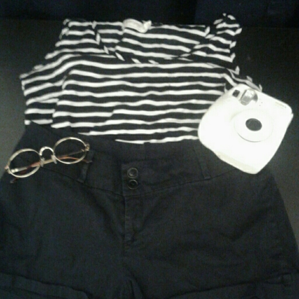High Waisted Navy Blue/ Black Shorts